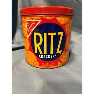 Vintage 1977 Nabisco Ritz Cracker Collectible Tin Round 13 OZ Empty